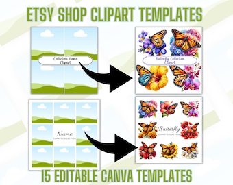 Canva Clipart Mockups för Etsy-säljare - Ny säljare Mockup Canva-mall för Clipart-paket - Clipart Mockups för Etsy-annonser Canva Frame