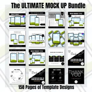 May include: A collection of 158 mock-up templates for product design. The templates feature a variety of layouts, including interactive hyperlinks, editable text, and customizable backgrounds. The templates are designed to be used with a variety of devices, including phones, tablets, and laptops. The templates are perfect for showcasing products, services, and brands.