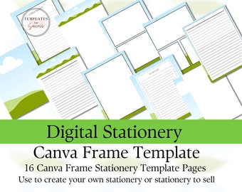 Plantillas de marcos de Canva para papelería, cuadernos y diarios imprimibles. Papelería lista para usar. Plantilla de Canva para vendedores.