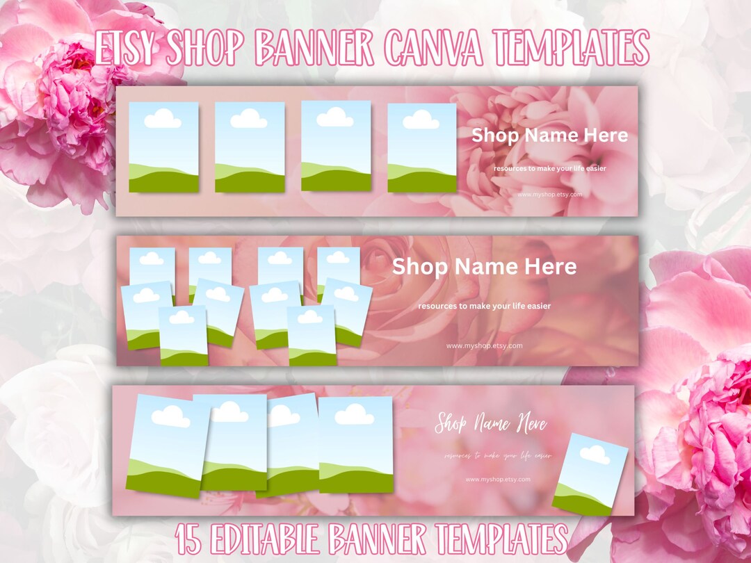 Etsy Shop Floral Banner Editable Banner Set for Etsy Sellers Etsy