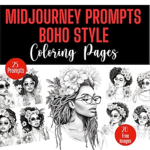 Midjourney Prompt Guide for Boho Coloring Pages for Black Women Images Coloring Pages for African American Easy Prompt Guide Boho Style