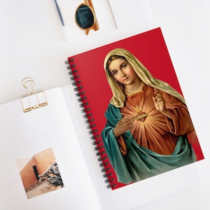 Mutter Jungfrau Maria Heiliges Herz Christlich Katholisch Spiralblock - Liniertes Line Journal