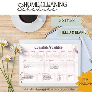 Simple Printable Cleaning Guide Schedule for a Tidy Home - Pre-filled and fillable.