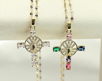 Radiant Cross Pendant Necklace – 18K Gold Plated | Stainless Steel & Cubic Zirconia