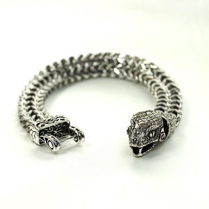 Viking Snake Head Bracelet for Men – Durable Stainless Steel, Punk Rock Style, Never Fade, 12mm Wide – Gift for Him