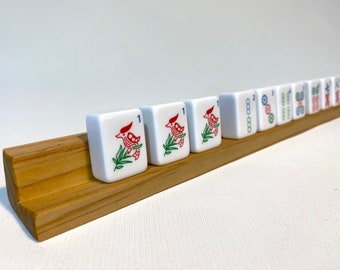 Pack of 4 Wooden Mahjong tile racks - straight-backed