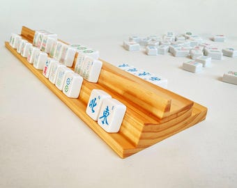 Lot de 2 supports à tuiles de mahjong à double main
