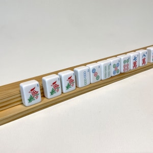 Wooden Mahjong tile rack and pusher image 1