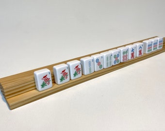 Wooden Mahjong tile rack and pusher