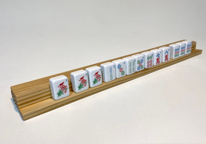 Wooden Mahjong tile rack and pusher image 1