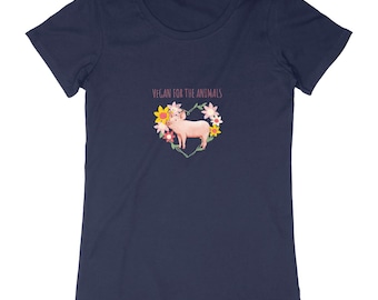 La camiseta de los animales / camiseta de algodón orgánico / tinta vegana / linda camiseta de cerdo / amante de los cerdos / activista por los derechos de los animales / activista vegano / idea de regalo para veganos