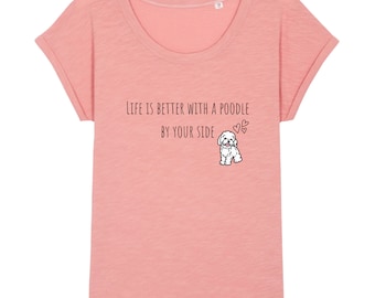 Camiseta de caniche para damas / algodón orgánico / tinta vegana / amante de los caniches / amante de los perros / regalo de caniches / dueño de caniches / envío sin plástico
