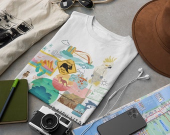 Camiseta Sydney Vibes blanca / algodón orgánico / tinta vegana / camiseta de viaje / regalo de viaje / envío sin plástico / camiseta con estampado Sydney