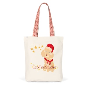 The christmas poodle shopping bag | eco-friendly | high quality | inside pocket | dog lover tote bag | christmas gift for poodle lover