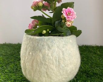 Pastel wool vase, soft white felted wool vessels, Mother's Day gift