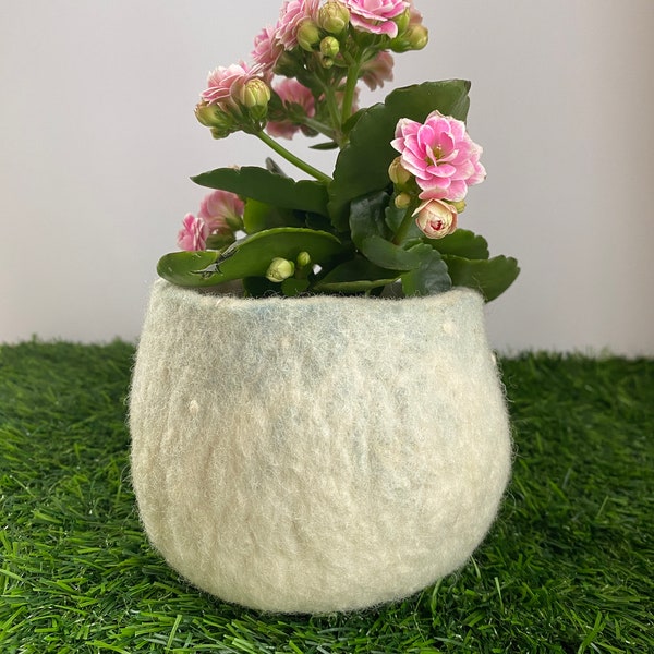 Pastel wool vase, soft white felted wool vessels, Mother's Day gift