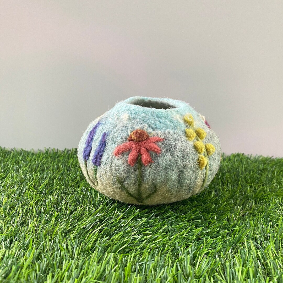 Hand-Felted Woven Wool Table Vase