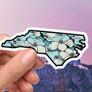 NC Vinyl State, North Carolina Flower Vinyl Decal, NC Sticker, North Carolina Vinyl Decal, State Sticker