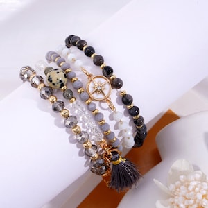 Set di bracciali con perline Boho, braccialetto di protezione energetica, ciondolo stella a otto punte, braccialetto di perle, braccialetto di pietre preziose, braccialetto di guarigione, regalo Style 4