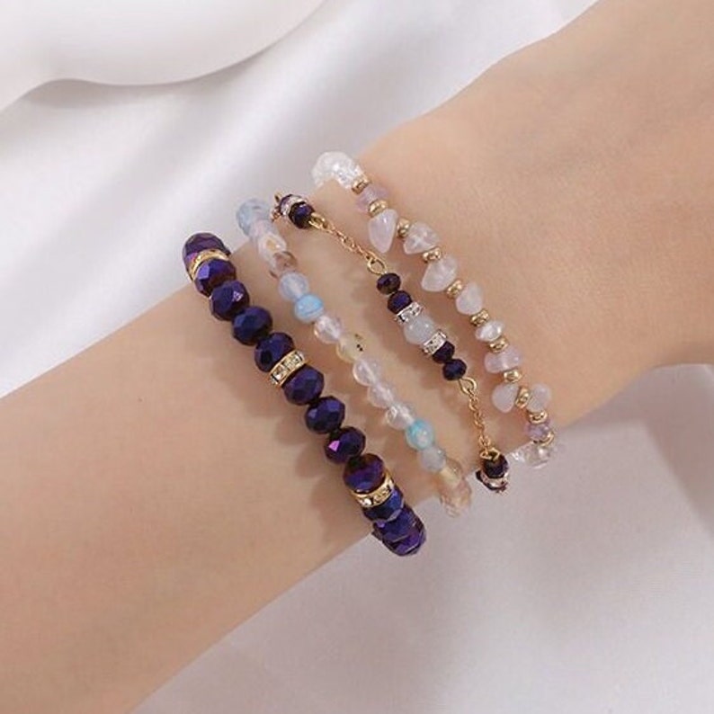 Boho Beaded Bracelet Set, Energy Protection Bracelet, Eight-Pointed Star Pendant, Pearl Bracelet, Gemstone Bracelet, Healing Bracelet, Gift Style 3