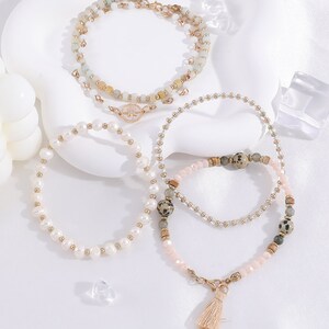 Boho Beaded Bracelet Set, Energy Protection Bracelet, Eight-Pointed Star Pendant, Pearl Bracelet, Gemstone Bracelet, Healing Bracelet, Gift zdjęcie 3
