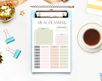 Weekly Meal Planner & Grocery List Printable PDF  Meal Prep  Menu Planner  Meal Planner Insert | Meal Plan | A4 , Letter Printable Planner