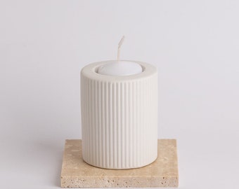 Ceramic Tealight Candle Holder - Ribbed, Decorative, Homewares, Home Decor, Minimalist, Modern, Contemporary