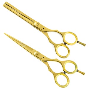 Ensemble de 6,5 ciseaux de coiffure dorés, ciseaux de coiffure en acier inoxydable pour salon et maison, coiffeur, ciseaux de barbier rasoir