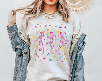 Cinco de Mayo Shirt Dancing Skeleton Mexican Drinking Tee Fiesta Floral Shirts Retro Vintage Mexico Trip Vacation Beer Tshirts