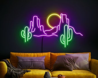 Desert neon sign, Cactus neon sign, Sunset neon sign, Mexican neon sign, Western neon, Desert cactus sign, Mountain neon, Desert wall decor