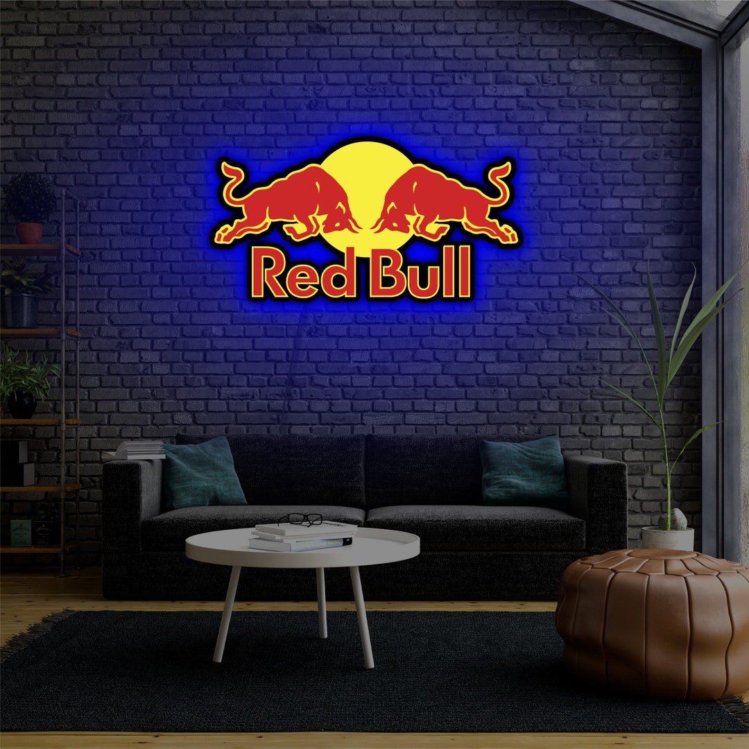 Red Bull Neon Sign, Red Bull Sign, Red Bull Led, Redbull Sign, Red Bull