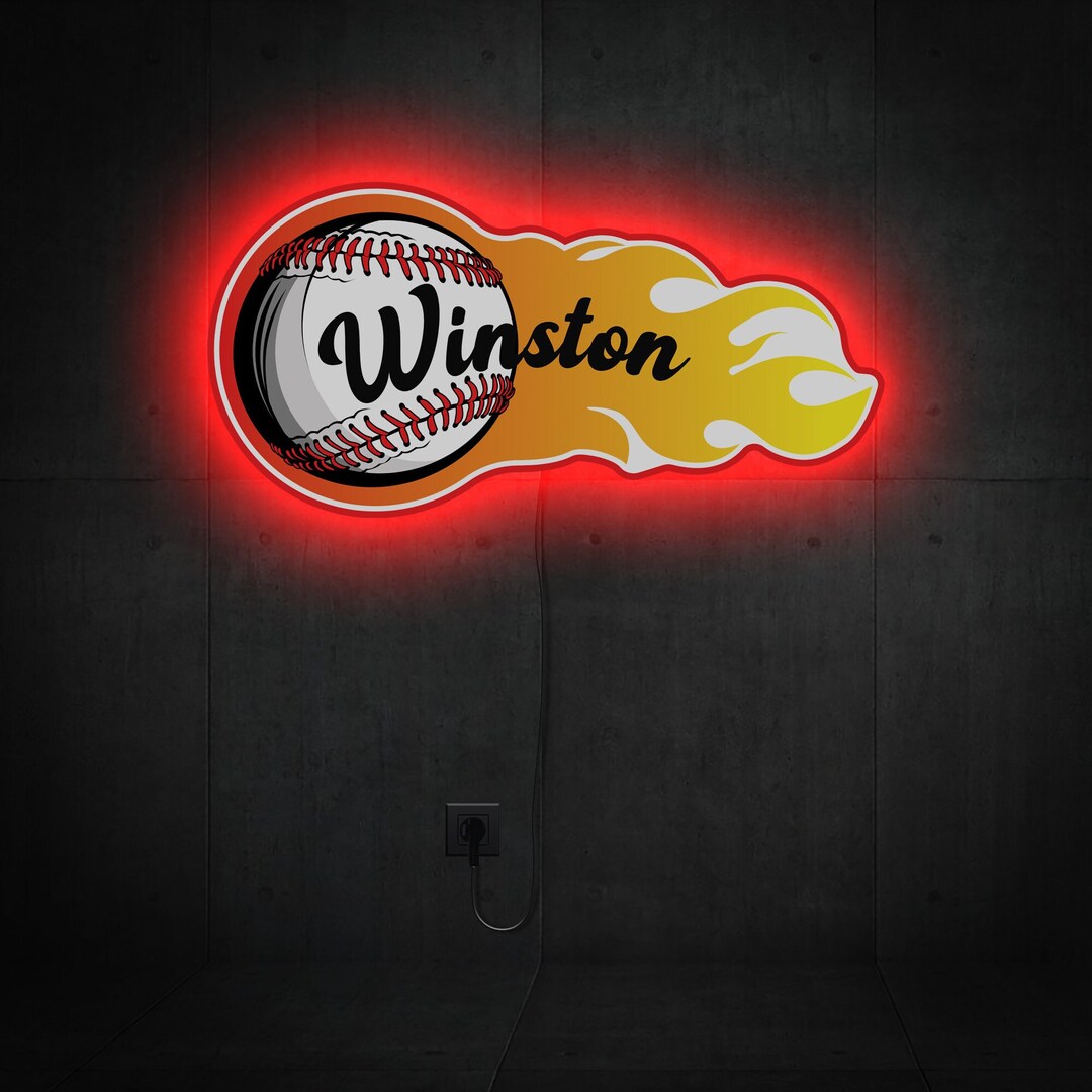 Custom Baseball Neon Sign, Baseball Name Sign, Personalized Baseball