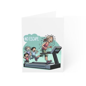 NO ESCAPE Karten, Laufen von Kindern Grußkarte, sportliche Mutter-Hemd-Grußkarten