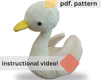 pdf. swan bird plush sewing pattern + pdf. instructions - instant download