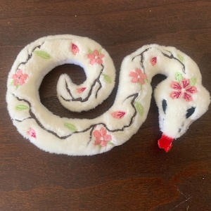 embroidered cherry blossom sakura snake plush customizable colors