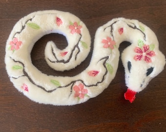 embroidered cherry blossom sakura snake plush customizable colors
