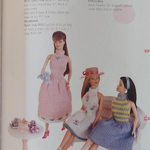 fashion doll digital PDF summer dresses x3 knitting patterns using crochet cotton. This is a digital download pattern.