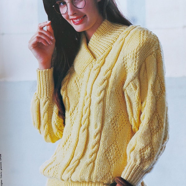Vintage ladies cable sweater PDF knitting pattern
