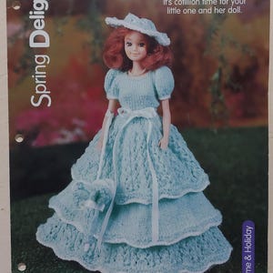 Fashion doll 3 x tier dress with ruffles digital PDF knitting pattern in fingering/baby weight yarn. This is a digital PDF download.
