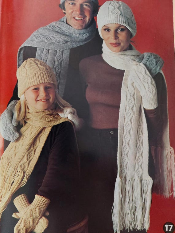 Vintage Family Aran PDF Pattern Hat, Scarf, N This is a