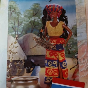 Fashion doll digital PDF of traditional dress knitting patterns, Gambia, Norway and Japan in DK/8ply yarn. This is a digital download