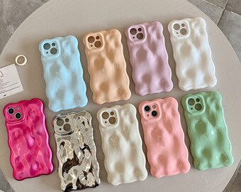 3D Bubble Wavy Pattern phone Case for iPhones | Pastel Colours & Soft Shockproof Back Cover