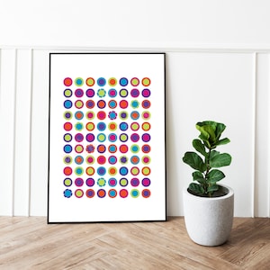Colorful Geometric Circle Wall Art – Modern and Vibrant, Bright Multicolor Art Deco Modern Digital Print Pop Color Clip Art