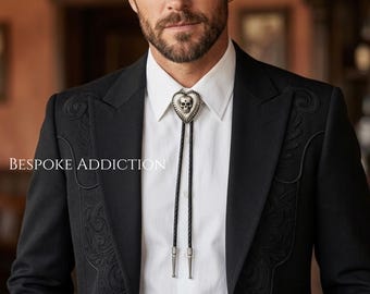 Men Black 2Pc Customised Floral Piping Vines Embroidered Country Western Nudie Suit Retro Vintage Prom Wedding Groom Cowboy Cocktail Outfit