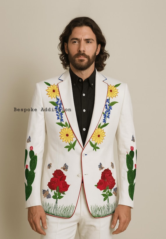 Blazer Outfit Ideas Men White Western Formal Dress For Male Men 2pc Off  White Customised Floral