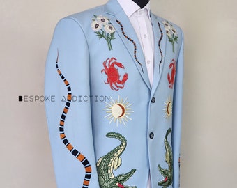 全品送料0円 Men Sky Blue 2pc Customized Floral Alligator Snake スノーボード