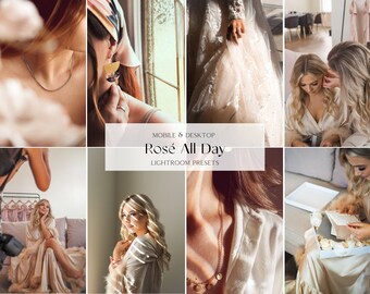 5 MOBILE & Desktop Lightroom Preset Bundle, Rosé Presets, Influencer Presets, Pink Photo Filter, Selfie Presets, Boudoir Presets, Preset