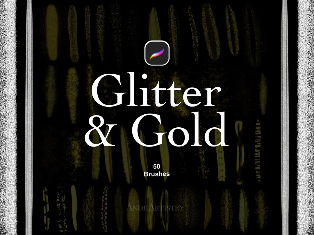 Glitter Gold Sparkle Brushes: Metallic Brush Set for Procreate (50 ...