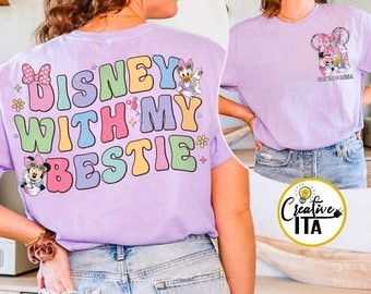 Two-sided Minnie Daisy Disney With My Bestie Shirt, Vintage WDW Disneyland Castle Best Friends Gift, Disney Girls Trip Shirt, Disney Snacks