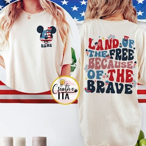 Chemise recto-verso Disney Mickey Happy 4 juillet, chemise terre de liberté à cause de la fête patriotique de l'indépendance, t-shirt drapeau des États-Unis